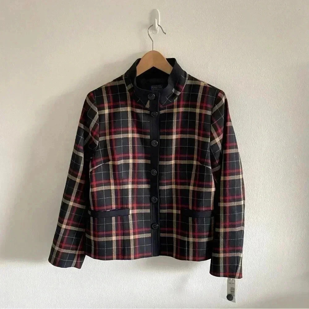 PENDLETON WOMEN'S SHORT PLAID BLAZER SHORT JACKET NWT NEW TARTAN Sz 14 Petite